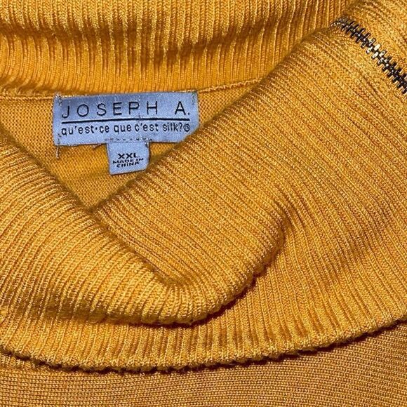JOSEPH A. Zipper Cowl Neck Sweater Mustard Golden Zipper Sleeve Oversized XXL - Picture 5 of 7
